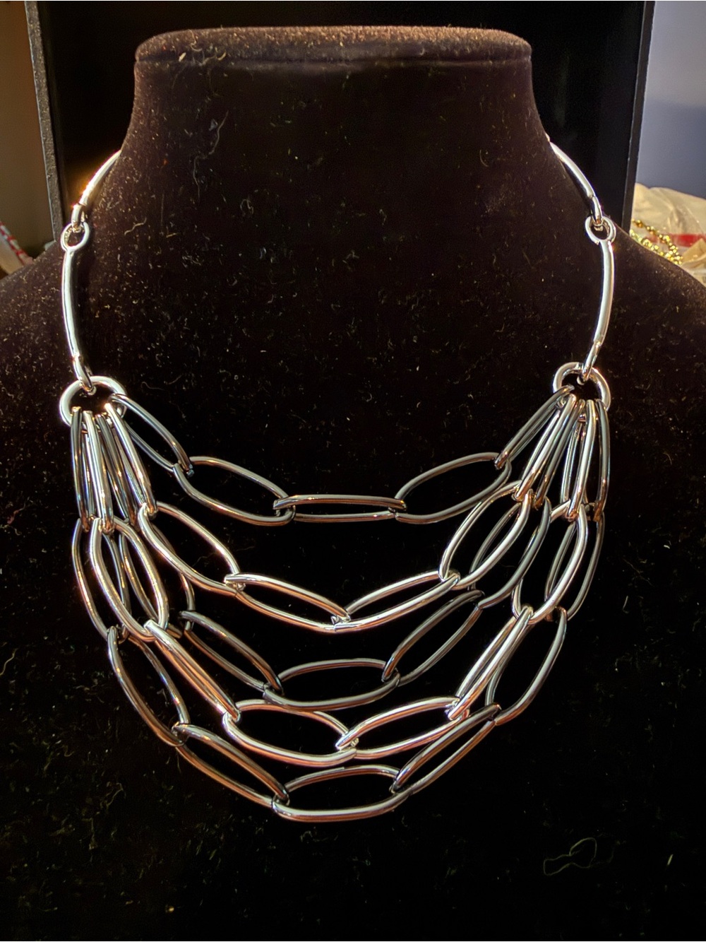 Premier Designs Multi-Strand Silver Link Collar Necklace